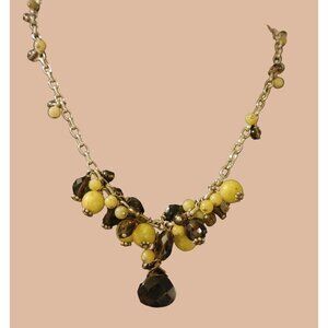 Black and Yellow Necklace Sterling Silver 26g marked 925 17 inches Long